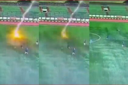 EN VIDEO: El momento exacto en que un rayo impacta de manera fulminante sobre un jugador de fútbol