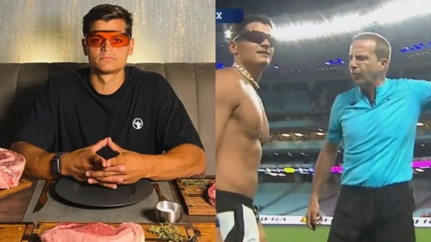 EN VIDEO: Influencer Gianpiero Fusco fue expulsado de la Liga Monumental tras entrar a jugar descalzo y sin camisa