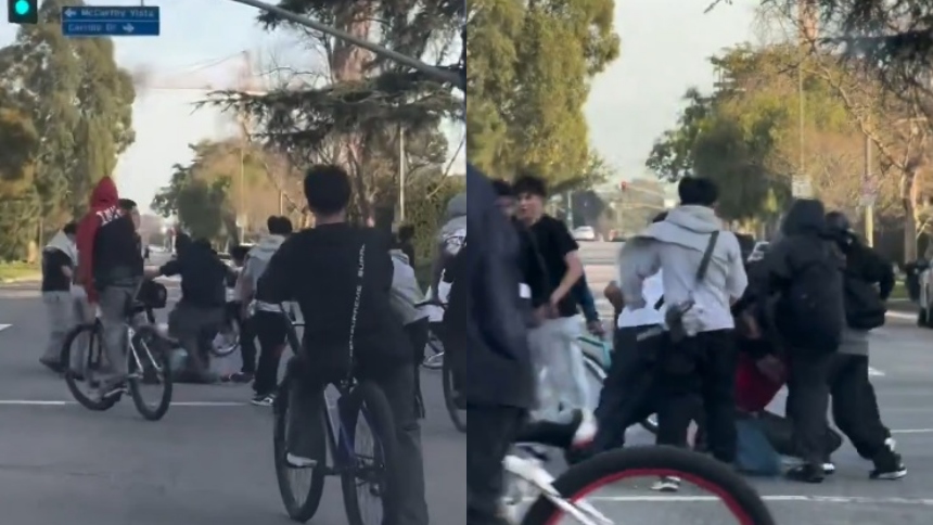 En un impactante incidente ocurrido en Los Ángeles (EEUU), un grupo de 25 ciclistas atacó brutalmente a un hombre en la intersección de San Vicente Boulevard y McCarthy Vista.  